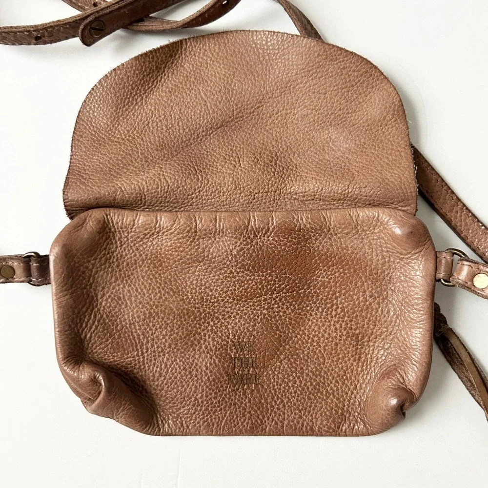 Free People We The Free Rider Crossbody Bag Brown Pebbled Leather Tassel Boho